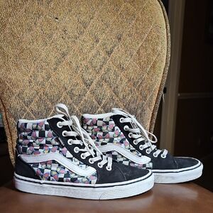 Vans SK8-Hi Tapered Checkerboard Butterfly Lace Up High Top Sneakers Shoes Black